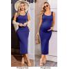 imageEkouaer Women Sleeveless Tank Maternity Dress Ribbed Knit Pregnancy Midi Dresses Ruch Side Stretchy Pregnancy Clothes SXXLDeep Blue
