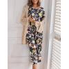 imageEkouaer Womens Capri Pajama Sets Floral Print Short Sleeve Sleepwear Top and Capri Pants 2 Piece Loungewear with PocketsBlack Colorful Flowers