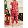 imageEkouaer Womens Capri Pajama Sets Floral Print Short Sleeve Sleepwear Top and Capri Pants 2 Piece Loungewear with PocketsRed Christmas Snowflakes