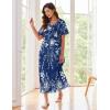 imageEkouaer Womens Full Length Short Sleeve NightgownBlue Ethnic Flower