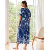 imageEkouaer Womens Full Length Short Sleeve NightgownBlue Ethnic Flower