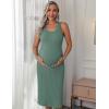 imageEkouaer Womens Maternity Dress Rib Knit Sleeveless Tank Side Slit Bodycon Dresses Pregnancy Clothes SXXLMint Green