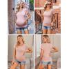imageEkouaer Womens Maternity Shirts 3 Packs Side Ruched Pregnancy Tee Top Tunic Blouse Casual Mama Clothes SXXL3pcs Black  Dirty Pink  White Stripe