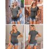 imageEkouaer Womens Maternity Shirts 3 Packs Side Ruched Pregnancy Tee Top Tunic Blouse Casual Mama Clothes SXXL3pcs Black  Floral 2  White Stripe
