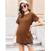 imageEkouaer Womens Maternity Shirts Short Sleeve Pregnancy Tops Blouses Split Side Casual Crewneck Pregnant Tunic TeeBrown