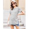 imageEkouaer Womens Maternity Shirts Short Sleeve Pregnancy Tops Blouses Split Side Casual Crewneck Pregnant Tunic TeeWhite Black Stripe