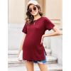 imageEkouaer Womens Maternity Shirts Short Sleeve Pregnancy Tops Blouses Split Side Casual Crewneck Pregnant Tunic TeeWine Red