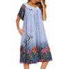 imageEkouaer Womens Nightgown Short Sleeve House Dress with PocketsFloral Print Mumu DressFloral Light Blue