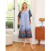 imageEkouaer Womens Nightgown Short Sleeve House Dress with PocketsFloral Print Mumu DressFloral Light Blue