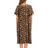 imageEkouaer Womens Nightgown Short Sleeve House Dress with PocketsFloral Print Mumu DressLeopard Print