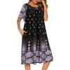 imageEkouaer Womens Nightgown Short Sleeve House Dress with PocketsFloral Print Mumu DressPurple Flower