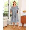 imageEkouaer Womens Nightgown Short Sleeve House Dress with PocketsFloral Print Mumu DressStripe Navy