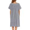 imageEkouaer Womens Nightgown Short Sleeve House Dress with PocketsFloral Print Mumu DressStripe Navy