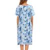 imageEkouaer Womens Nightgown Short Sleeve House Dress with PocketsFloral Print Mumu DressTie Dye Blue
