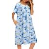 imageEkouaer Womens Nightgown Short Sleeve House Dress with PocketsFloral Print Mumu DressTie Dye Blue