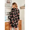 imageEkouaer Womens Nightgown V Neck Striped Button Down Sleepwear 34 Sleeves Nightshirts Soft Button Sleep Dress SXXLBlack Floral