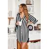 imageEkouaer Womens Nightgown V Neck Striped Button Down Sleepwear 34 Sleeves Nightshirts Soft Button Sleep Dress SXXLBlack White Stripes