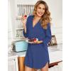 imageEkouaer Womens Nightgown V Neck Striped Button Down Sleepwear 34 Sleeves Nightshirts Soft Button Sleep Dress SXXLBlue