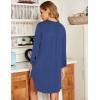 imageEkouaer Womens Nightgown V Neck Striped Button Down Sleepwear 34 Sleeves Nightshirts Soft Button Sleep Dress SXXLBlue