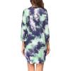 imageEkouaer Womens Nightgown V Neck Striped Button Down Sleepwear 34 Sleeves Nightshirts Soft Button Sleep Dress SXXLBlue Green Tiedye