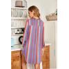 imageEkouaer Womens Nightgown V Neck Striped Button Down Sleepwear 34 Sleeves Nightshirts Soft Button Sleep Dress SXXLBlue Pink Stripes