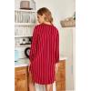 imageEkouaer Womens Nightgown V Neck Striped Button Down Sleepwear 34 Sleeves Nightshirts Soft Button Sleep Dress SXXLBurgundy Stripe