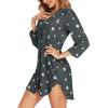imageEkouaer Womens Nightgown V Neck Striped Button Down Sleepwear 34 Sleeves Nightshirts Soft Button Sleep Dress SXXLDeep Grey Star Print