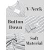 imageEkouaer Womens Nightgown V Neck Striped Button Down Sleepwear 34 Sleeves Nightshirts Soft Button Sleep Dress SXXLGrey Stripes