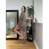 imageEkouaer Womens Nightgown V Neck Striped Button Down Sleepwear 34 Sleeves Nightshirts Soft Button Sleep Dress SXXLLeopard