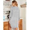 imageEkouaer Womens Nightgown V Neck Striped Button Down Sleepwear 34 Sleeves Nightshirts Soft Button Sleep Dress SXXLLight Grey