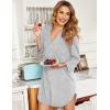 imageEkouaer Womens Nightgown V Neck Striped Button Down Sleepwear 34 Sleeves Nightshirts Soft Button Sleep Dress SXXLLight Grey