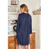 imageEkouaer Womens Nightgown V Neck Striped Button Down Sleepwear 34 Sleeves Nightshirts Soft Button Sleep Dress SXXLNavy Blue Stripe