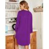 imageEkouaer Womens Nightgown V Neck Striped Button Down Sleepwear 34 Sleeves Nightshirts Soft Button Sleep Dress SXXLPurple
