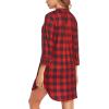 imageEkouaer Womens Nightgown V Neck Striped Button Down Sleepwear 34 Sleeves Nightshirts Soft Button Sleep Dress SXXLRed Plaid