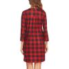 imageEkouaer Womens Nightgown V Neck Striped Button Down Sleepwear 34 Sleeves Nightshirts Soft Button Sleep Dress SXXLRed Plaid