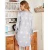 imageEkouaer Womens Nightgown V Neck Striped Button Down Sleepwear 34 Sleeves Nightshirts Soft Button Sleep Dress SXXLStar Print