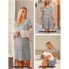 imageEkouaer Womens Nursing Dress Summer Short Sleeve Patchwork Maternity Breastfeeding Knee Length DressBlack Stripe