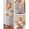 imageEkouaer Womens Nursing Dress Summer Short Sleeve Patchwork Maternity Breastfeeding Knee Length DressGrey Stripe