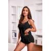 imageEkouaer Womens Pajama Sets Soft Lingerie Sleepwear 2 Piece Cami Shorts Set V Neck Pj Lace NightwearBlack  Green
