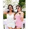 imageEkouaer Womens Pajama Sets Soft Lingerie Sleepwear 2 Piece Cami Shorts Set V Neck Pj Lace NightwearWhite  Pink