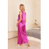 imageEkouaer Womens Satin Pajamas Set 2 Piece Silk Outfits Sleeveless Tank Crop Wide Leg Pants Sleepwear with PocketsHot Pink