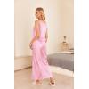 imageEkouaer Womens Satin Pajamas Set 2 Piece Silk Outfits Sleeveless Tank Crop Wide Leg Pants Sleepwear with PocketsPink