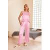 imageEkouaer Womens Satin Pajamas Set 2 Piece Silk Outfits Sleeveless Tank Crop Wide Leg Pants Sleepwear with PocketsPink