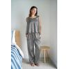 imageEkouaer Womens Satin Pajamas Set Back Split Top and Long Pant Silk Pj Set Tank Sleepwear SXXLGrey