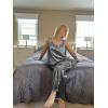 imageEkouaer Womens Satin Pajamas Set Back Split Top and Long Pant Silk Pj Set Tank Sleepwear SXXLGrey