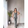 imageEkouaer Womens Satin Pajamas Set Back Split Top and Long Pant Silk Pj Set Tank Sleepwear SXXLGrey