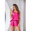imageEkouaer Womens Satin Silk Pajamas Back Split Tank Top and Shorts Silky Pj Set Sleepwear SXXLHot Pink