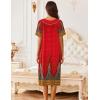 imageEkouaer Womens Short Sleeve House Dress Floral Mumu Dress Duster Housecoat Button Down Nightgown with PocketsFloral Red
