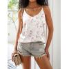 imageEkouaer Womens Silk Satin Camisole Tank Tops V Neck Spaghetti Strap Blouses Cross Back Sleeveless Cami ShirtBlack Floralwhite Floral