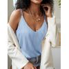 imageEkouaer Womens Silk Satin Camisole Tank Tops V Neck Spaghetti Strap Blouses Cross Back Sleeveless Cami ShirtPink Stripeblue Stripe